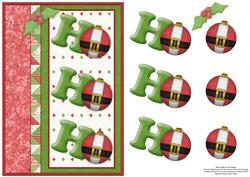 Ho Ho Ho Santa Baubles Card Topper & Decoupage