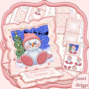 Snow Baby Pink Christmas Easel Card Kit & Decoupage