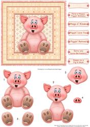Happy Piggin Birthday Card Topper & Decoupage