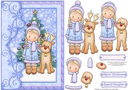 Chloe & Reindeer Christmas Card Topper & Decoupage