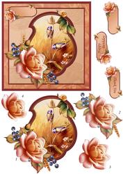 Blue Tits in Autumn Card Topper & Decoupage