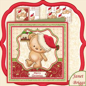 Pudding Bear Christmas Card Topper & Decoupage