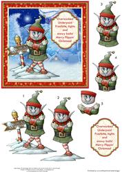 Overworked Underpaid Christmas Elf Card Topper & Decoupage