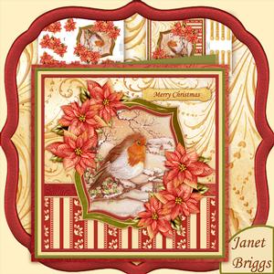Robin & Poinsettia 8x8 Mini Kit with Decoupage