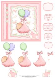 Baby Girl Balloons Card Topper & Decoupage