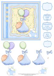 Baby Boy Balloons Card Topper & Decoupage