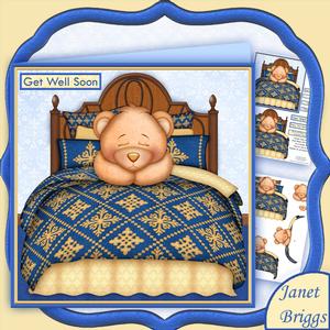 Sleepy Ted in Bed 6x6 Mini Kit with Large Decoupage