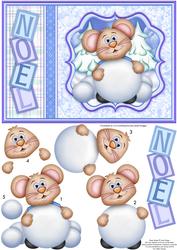 Mouse & Snowball Christmas Card Topper & Decoupage