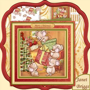 Christmas Tipsy Topsy Mice 8x8 Mini Kit & Decoupage