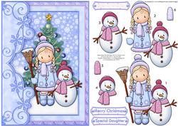 Chloe & Snowman Christmas Card Topper & Decoupage