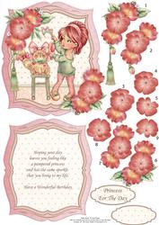 Princess Puss Card Topper Insert Plaque & Decoupage