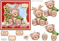 Beary Dear Friend Christmas Card Topper & Decoupage