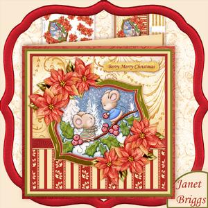 Holly Mice 8x8 Christmas Mini Kit & Decoupage