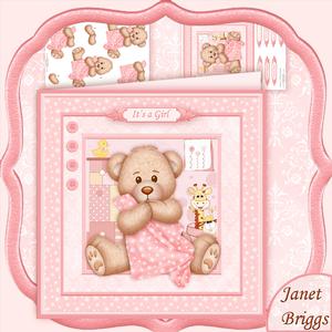 New Baby Girl Baby Blanket 8x8 Mini Kit & Decoupage