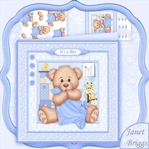 New Baby Boy Baby Blanket 8x8 Mini Kit & Decoupage