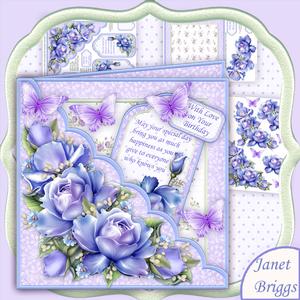 Square Scallop Pocket Porcelain Roses Mini Kit & Decoupage