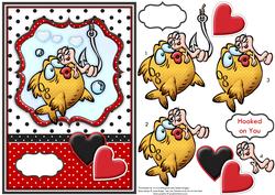 Hooked on You Valentine's Day Card Topper & Decoupage