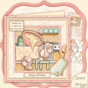 Baking Bake a Cake Mice 8x8 Mini Kit & Decoupage