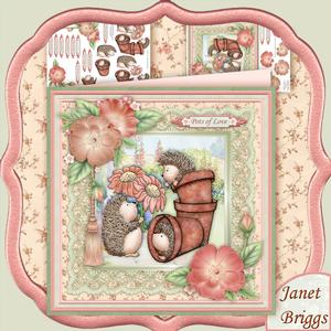 Pots of Hedgehog Love 8x8 Mini Kit & Decoupage