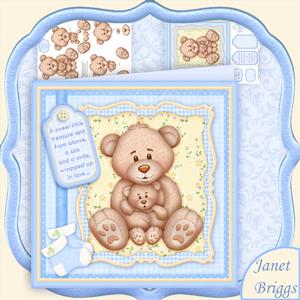 New Baby Boy Mummy N Me 8x8 Mini Kit & Decoupage