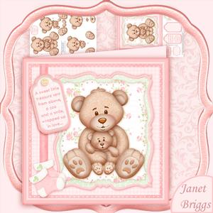 New Baby Girl Mummy N Me 8x8 Mini Kit & Decoupage