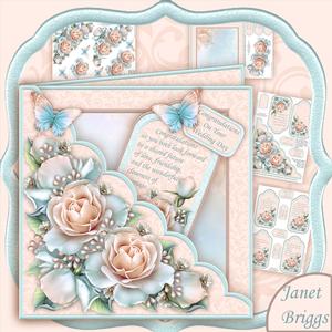 Square Scallop Pocket Pastel Roses 2 Mini Kit All Occasions