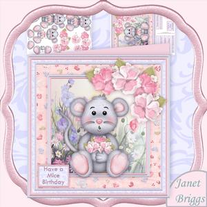 Meadow Mouse with Pansies 8x8 Mini Kit & Decoupage