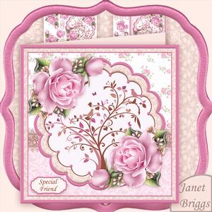 Birds in Tree & Roses Pink 8x8 Mini Kit & Decoupage