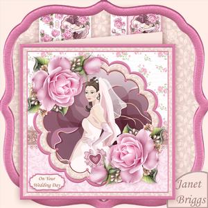 Stylish Bride & Roses Wedding 8x8 Mini Kit & Decoupage