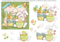 Easter Bunny Card Front & Decoupage Hoppy Easter