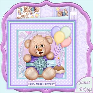 Birthday Bear 8x8 Mini Kit & Decoupage
