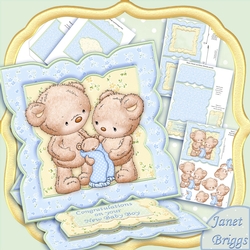 New Baby Boy Bear Easel Card Kit