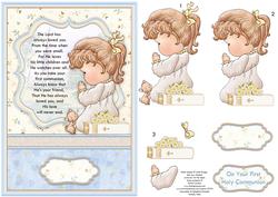 Communion Girl Prayer Card Topper & Decoupage