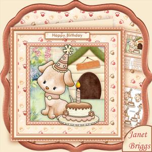 Birthday Puppy 8x8 Mini Kit with Decoupage