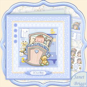 Cute Cradle New Baby Boy 8x8 Mini Kit & Decoupage