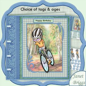 Cyclist in Woods 8x8 Mini Kit Ages & Decoupage