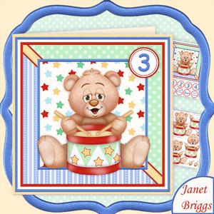 Bear's First Drum 8x8 Mini Kit Decoupage & Ages