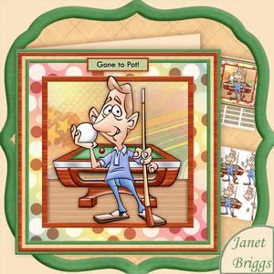 Pool Player Gone to Pot 8x8 Mini Kit & Decoupage