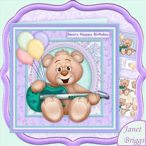 Bear & Guitar 8x8 Birthday Mini Kit & Decoupage