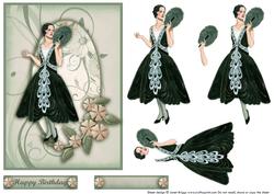 Vintage Lady with a Hint of Green Topper Decoupage