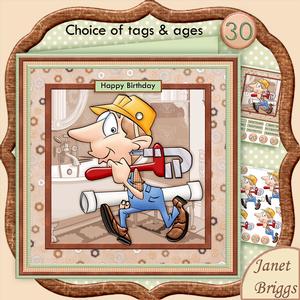 Plumber in the Bathroom 8x8 Mini Kit Ages & Decoupage