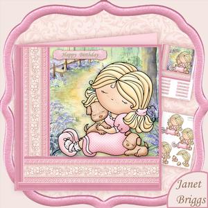 Suzies Pups Girl & Dogs Birthday Mini Kit & Decoupage