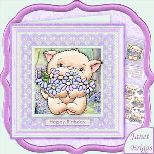 For You Cat with Flowers 8x8 Decoupage Mini Kit