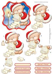 Santa's Long List Christmas Card Topper & Decoupage