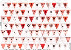 Alphabet Bunting Red Letters Numbers & Blanks