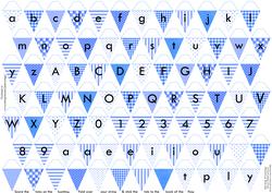 Alphabet Bunting Blue Letters Numbers & Blanks