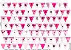Alphabet Bunting Hot Pink Letters Numbers & Blanks