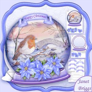 Christmas Snow Globe Robin by Stream Shaped Card Mini Kit