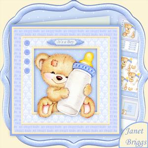 New Baby Boy Bear & Bottle 8x8 Mini Kit