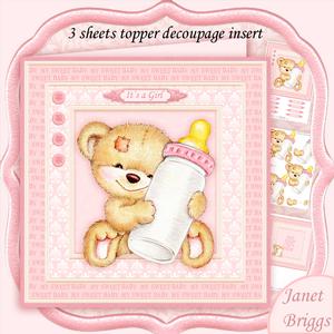 New Baby Girl Bear & Bottle 8x8 Mini Kit